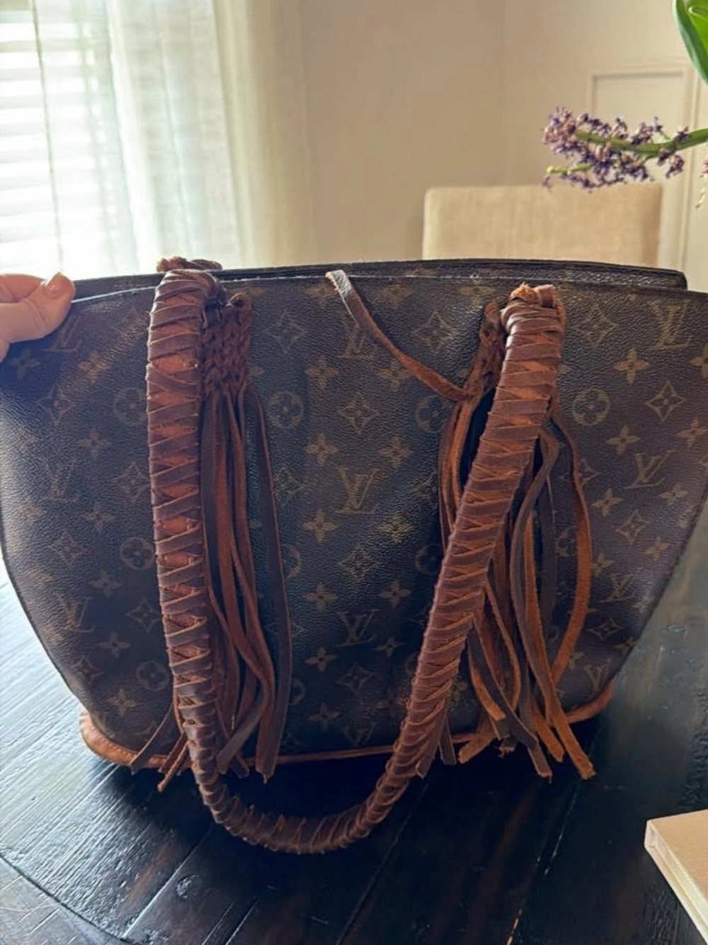 Louis Vuitton Brown Monogram Leather Fringe Tote - Picture 2 of 6
